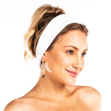 Imagem de Bandana-faixa De Cabelo Em Atoalhado Para Skin Care E Maquiagem Vairelli Bandana Branca