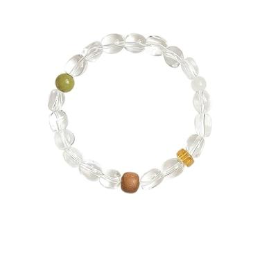 Imagem de GUORO Pulseira de cristal transparente natural, contas de 8 mm, pulseira elástica de equilíbrio de humor com contas de destaque, 7.5 Inches, Metal, Sem Pedra Preciosa