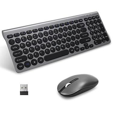 Imagem de LeadsaiL Combinação de teclado e mouse sem fio, conjunto de mouse e teclado sem fio 2,4G com teclado numérico, ultrafino, compacto, silencioso, tamanho completo para Windows, Mac, computador, desktop, PC, notebook, laptop