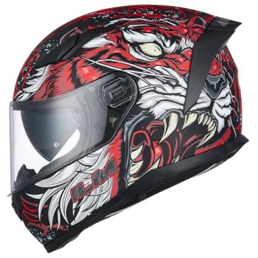 Imagem de ILM Capacete Integral Para Motocicleta Mips Com Pinlock E Viseira Dupla Antiembaçante, Modelo Dot 129M Corrida, Masculino Feminino (Biteme Vermelho Pequeno)