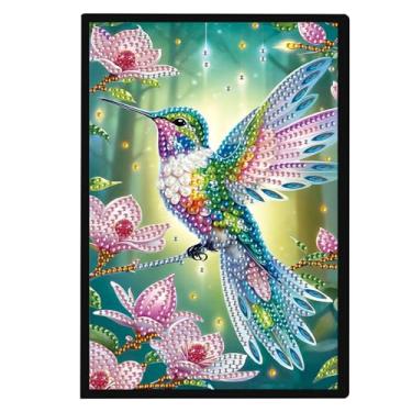 Imagem de Focart Kit de caderno de pintura de diamante DIY, tema de pássaros, caderno de arte de diamante em formato especial para escrever e desenhar