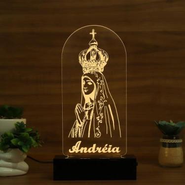 Imagem de Luminária Abajur Nossa Senhora de Fátima LED Amarelo - Bold