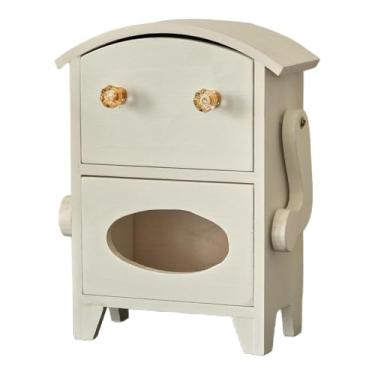 Imagem de SiaBiced Mini armário de armazenamento em formato de robô, caixa de joias, dispensador de lenços de papel com gaveta para quarto, Branco
