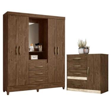 Imagem de Roupeiro com Espelho e Cômoda Volterra Freijo Off White - CASA H