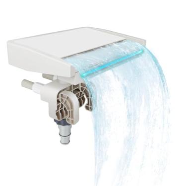 Imagem de Fonte de piscina com luzes LED de 7 cores, fonte de cachoeira para piscinas acima do solo, cachoeira de piscina fluida suave com luz para relaxamento, serve para molduras de piscina acima do solo de 3