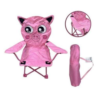 Imagem de Cadeira Camping Porco Importway Praia Infantil Com Bolsa Cor Rosa