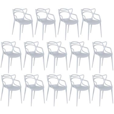 Imagem de Kit 14 Cadeiras De Jantar Allegra Design Empilhável - Cinza