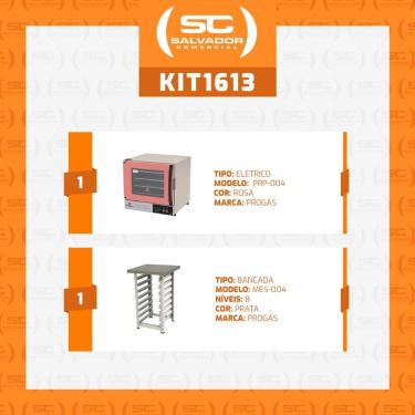 Imagem de Kit Progás Forno Turbo Elétrico Prp-004 Plus 220V Rosa + Bancada Mes-004