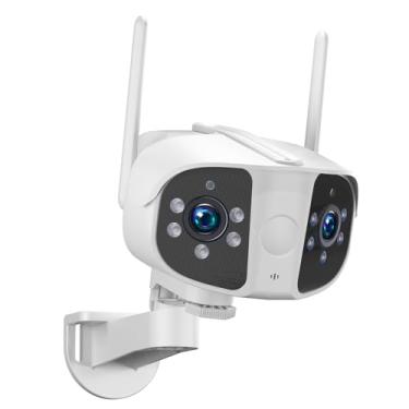Imagem de CIADAZ Câmera de segurança de lente dupla 1080P Câmera binocular sem fio Wifi Câmera externa interna Câmera grande angular de 180 graus