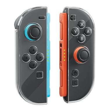 Imagem de FUNDIARY Clear Protective Case Compatible with Switch 2 Joycon Controllers, Ergonomic Anti-Slip Transparent Hard PC Controller Grips Cover Skin with Split Design for Switch 2 Joycon Accessories Bundle
