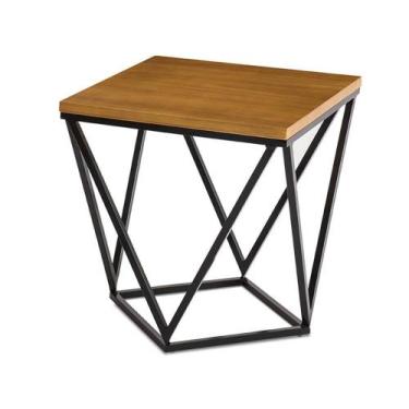Imagem de Mesa Lateral Stillus Alta Tampo Mel Estrutura Aço Carbono Preta - 6855
