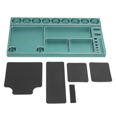 Imagem de VOMEKO MAGNET RC Chave de fenda RC Organizador de alumínio Rack de armazenamento de ferramentas com 4 almofadas magnéticas para 1/8 1/10 1/12 carro RC, helicóptero, reparo de (Green)