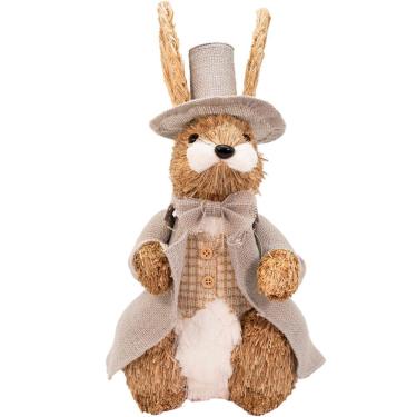 Imagem de Enfeite Coelhinho De Páscoa Coelho Em Palha Artesanal 37cm