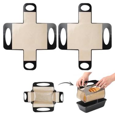 Imagem de Eikovia estilingue de pão de silicone, pacote com 2 estilingas de silicone para pão, ferramentas de transferência de massa antiaderentes e fáceis de limpar com 4 alças, serve para formas de pão de 23