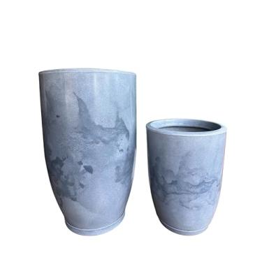Imagem de KIT VASOS PARA PLANTAS DECORATIVOS LUXO EFEITO MARMORIZADOS C/PRATO (Cinza)