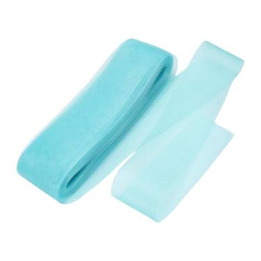 Imagem de HARFINGTON Trança de crina de cavalo rígida, 50 metros, 7,6 cm, acabamento macio de crina de cavalo para costura de desossada de poliéster, vestido de casamento, vestido de dança, aparamento, azul