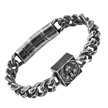 Imagem de Pulseira Jesus Cross Link para homens, presente religioso para pai, irmão, namorado, melhor amigo, One Size, Aço inoxidável, Sem Pedra Preciosa