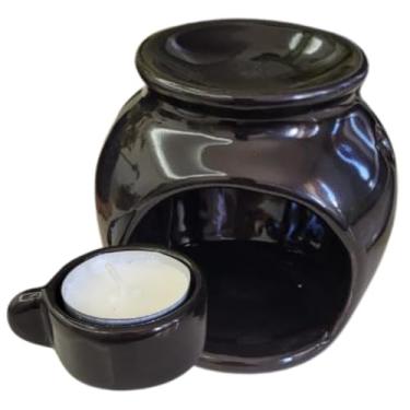 Imagem de Difusor Rechaud Bolinha Com Panelinha para Vela para Óleos Essenciais E Wax Melts Preto