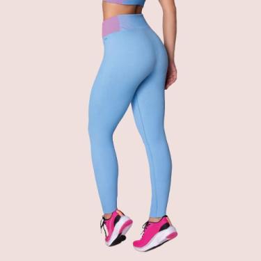 Imagem de Calça Legging Selene Fitness Academia Sem Costura, Azul, Rosa, G