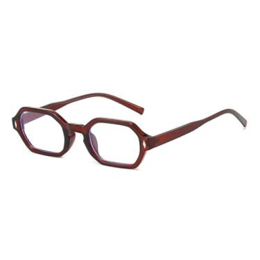 Imagem de Óculos de sol retangulares pequenos retrô, óculos de sol femininos, óculos de sol UV400, modernos, transparentes, lentes degradê, armação retrô com rebites para homens (vermelho, marrom, transpar