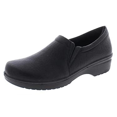 Imagem de Easy Works Tamanco feminino Tiffany, Rosa preta em relevo, 35