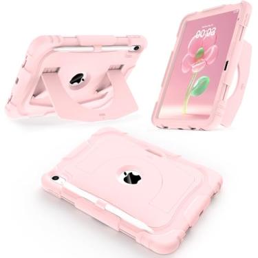 Imagem de CCMAO Capa para iPad 11 polegadas (A16) 2025/iPad 10ª geração 2022 (11 polegadas) com suporte durável, suporte para lápis, capa protetora híbrida resistente à prova de choque para iPad 11/10 Gen, rosa