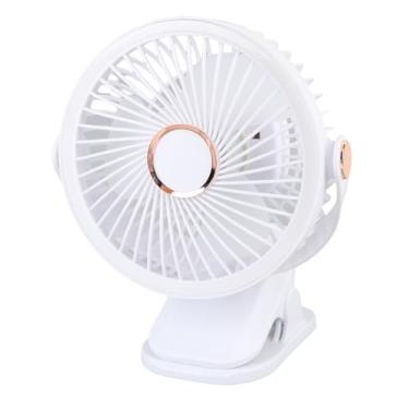 Imagem de RiToEasysports Pequeno Ventilador de Mesa, Braçadeira Com 5 Configurações de Velocidade Recarregável Office Desk Fan Light 3 Níveis de Brilho Adequados para Viagens e Uso Diário (Branco)