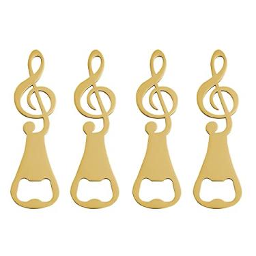 Imagem de Abridor de cerveja musical de 4 peças, abridor de garrafa de guitarra, abridor de garrafa de notas, abridor de tampa de garrafa, presentes legais para amantes de música e bebedores