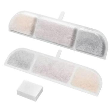 Imagem de Filtro de fonte de água para gatos, pacote com 8 filtros e 8 esponjas, filtros de carbono e esponjas de pré-filtro para fontes automáticas para animais de estimação de 2,4 l