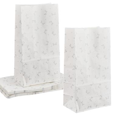 Imagem de SOFPLATE 24 peças de sacos de lembrancinha de festa com laço 24,4 x 13 x 7,6 cm pequenos sacos de presente de festa de papel para doces biscoitos flores presentes nozes aniversário casamento feriado