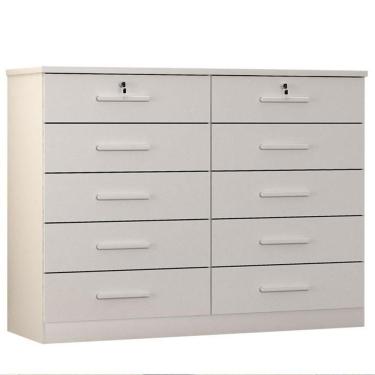 Imagem de Cômoda Gaveteiro Milão Com Chave Neve - Novo Horizonte