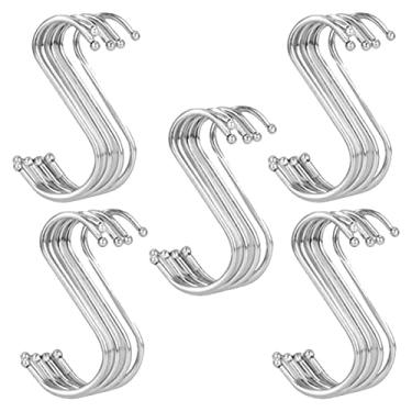 Imagem de Kit 25 Ganchos S Aço Inox Utensílios Barra Suporte Cozinha