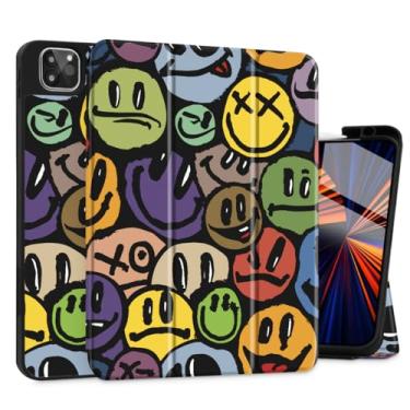Imagem de Mektron Capa para M4 iPad Pro 11 polegadas 2024 com suporte para lápis, modelos compatíveis: A2836/A2837/A3006, capa para tablet com capa traseira de TPU macio, rosto sorridente