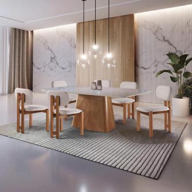 Imagem de Conjunto Sala de Jantar 6 Lugares Lotus Mesa e Cadeiras Madeira Maciça