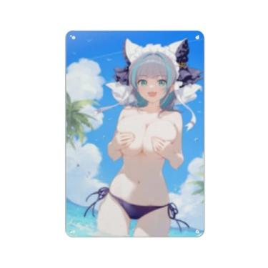 Imagem de Anime Sexy Bikini Hot Girl Pinup Girl Metal Tin Sign Wall Art Poster Decor for Home Bar Club Bedroom Bathroom Man Cave Otaku 20 x 30 cm, Ab095