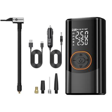 Imagem de Bomba De Ar Elétrica Portátil - Inflador Inteligente Sem Fio,Bomba de Ar com 4 Modos e 3 Luzes para Carro Bicicleta Motocicleta