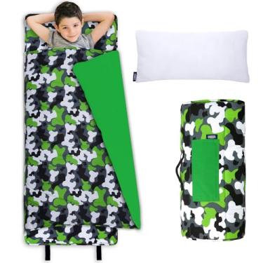 Imagem de Wildkin Original Nap Mat with Pillow for Toddler Boys and Girls, Measures 50 x 20 x 1.5 Inches, Ideal for Daycare and Preschool, Mom's Choice Award Winner, BPA-Free (Camo Green)