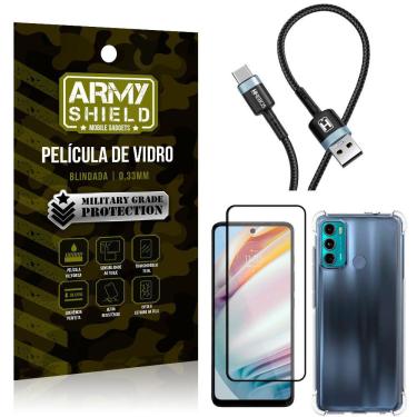 Imagem de Cabo Usb Tipo C Hs-302 Moto G60+Capinha+Película 3D