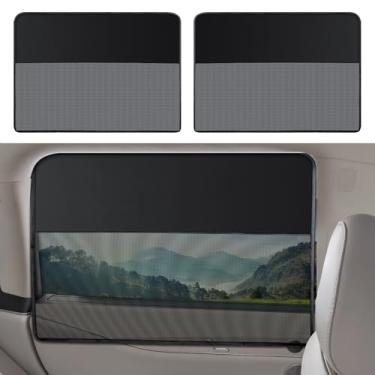 Imagem de Pacote com 2 persianas de janela de carro, para-sol magnético para carro, meio blecaute e meia malha para janela lateral, capa de tela de janela traseira para proteção solar/UV
