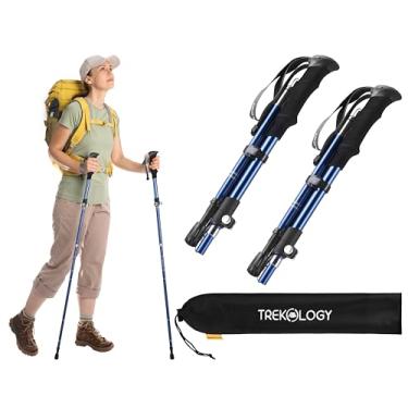 Imagem de TREKOLOGY Trekz SE Bastão de caminhada dobrável de 2 peças – Bastão de caminhada retrátil leve e dobrável para homens, mulheres e idosos com altura ajustável – Bengala nórdica para mochila