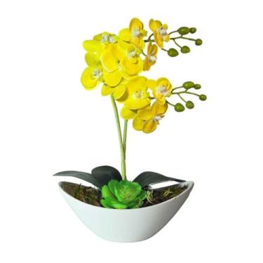 Imagem de Planta Artificial Arranjo Orquidea Suculenta(Amarela)