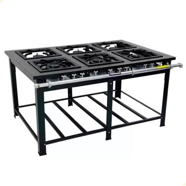 Imagem de Fogão Industrial Maxi 6 Queimadores Duplo Venâncio Gás Glp Baixa Pressão 15304