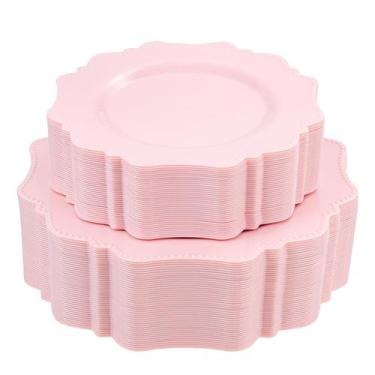 Imagem de Pratos de plástico descartáveis COLOSUS Pink, pacote com 60 (30 convid