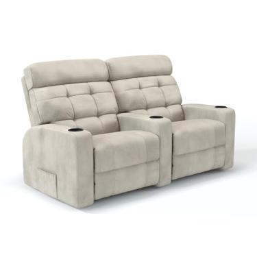 Imagem de Sofá 2 Lugares Reclinável Elétrico Massagem em Bouclé Linha Cinema Damie (Bege)