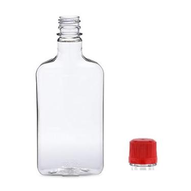 Imagem de Pellah Frasco de 200 ml com tampas à prova de vazamento compacto inviolável pequeno para molho líquido de bebidas alcoólicas (cápsulas vermelhas, 200 ml)