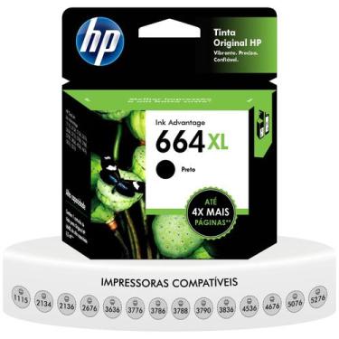 Imagem de Cartucho HP 664XL Preto Original F6V31AB 2136 2676 3776 5076 5276
