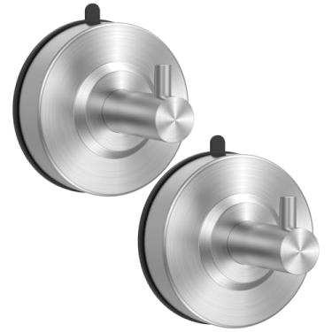 Imagem de QENWKXZ Ganchos de sucção para parede de chuveiro, ganchos de chuveiro com ventosa para pendurar toalhas, gancho de sucção para chuveiro interno, ganchos de aço inoxidável, ganchos montados na parede