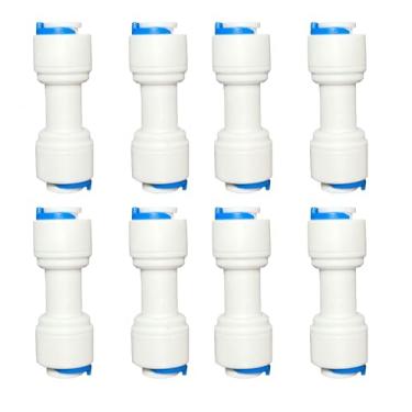 Imagem de 8 peças de acessórios de tubulação de água de conexão rápida, conectores retos rápidos de 1/10.2 cm, adaptadores de tubulação de água de osmose reversa, juntas de água, conector de purificador de água
