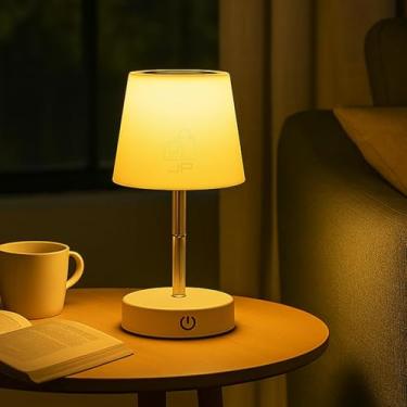 Imagem de Abajur de Mesa LED Recarregável Touch 3 Níveis de Luz Luminária Portátil sem Fio Dimerizável com Base Antiderrapante Ideal para Quarto, Escritório, Estudo