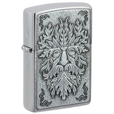 Imagem de Zippo Isqueiro de bolso cromado escovado Greenman Emblem